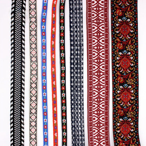 Jacquard Embroidered Ribbons Clothing Decor, Leash Collars DIY Trim Sewing Accessories, Flower Embroidery Lace Jacquard Ribbon, Braid Silk