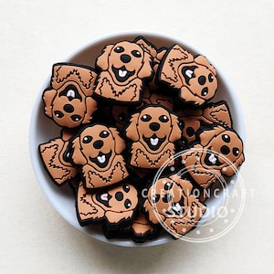 Wholesale 1-50Pcs Cute Pet Labrador Dog Silicone Beads, Mini Animal Silicone Beads, Silicone Focal Beads, Bulk Beads, DIY Keychain