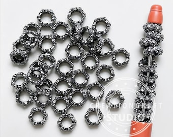 Crystal Flower Metal Spacer Beads,Floral Rhinestone Spacer Loose for Keychain DIY