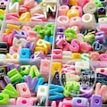Assorted Color Big Letter Beads,Acrylic Alphabet Beads for Beaded Bracelet Necklace DIY, Horizontal Hole product logo