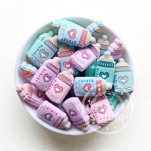 Feeding Bottle Shape Silicone Beads, Focal Silicone Beads, 1-50Pcs Wholesale Loose Beads, DIY Jewelry Badge Keychains