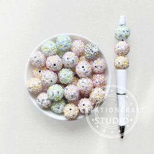 18 mm fantazyjne kryształowe kule kwiatowe, błyszczące kryształki, koraliki z masy polimerowej z gumy cukrowej