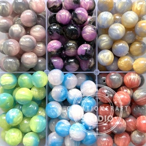 16mm Pearlescent Acrylic Beads, Round Gumball Bubblegum Beads, 16mm Acrylic Beads