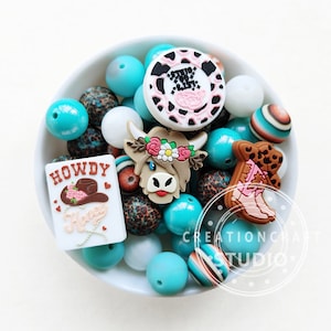Highland Cow Silicone Beads, Western Focal Beads, 44Pcs Assorted Silicone Beads Bulk