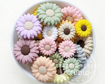 Sunflower Silicone Beads, 20/30mm Sunflower Beads, Daisy Beads, Focal Beads