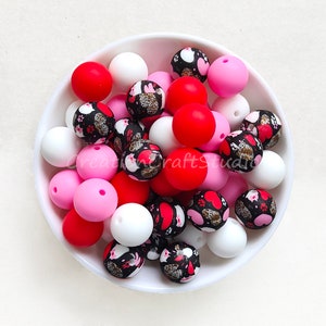 Mixed Color, Bulk Silicone Beads, Wholesale Beads, Print Beads, 12/15mm Round Silicone Beads, DIY Keychain Craft Charm Supplies