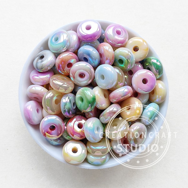 16mm Abacus Beads, Marble Abacus Acrylic Beads, Spacer Loose Beads, Mixed Color Beads