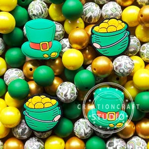 St Patricks Day Beads,Irische Perlen,Mischfarbe Silikon Perlen,DIY Perlenstift,Silikonperlen