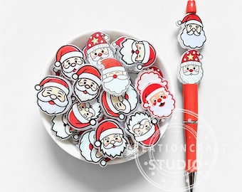 Christmas Santa Assorted Acrylic Beads,Iridescent Flat Focal Loose Beads for Craft Making
