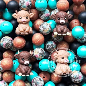 Highland Cow Beads,3D Beads,Western Beads,Silicone Beads,Assorted Beads,15mm Silicone Beads