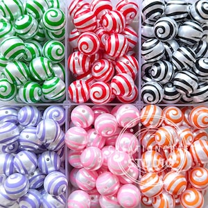16mm Pearl Swirl Gumball Acrylic Beads,Loose Bubblegum Beads,Jewelry Making DIY Bracelet Necklace