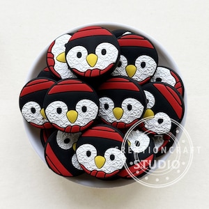 Penguin Beads, Christmas Ornament Beads, Focal Silicone Beads