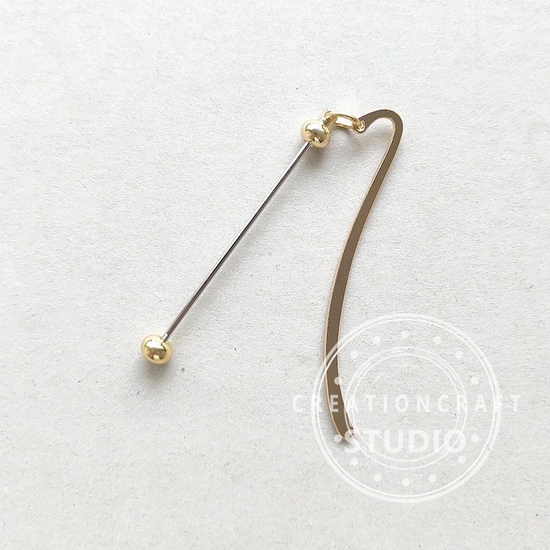Marcapáginas con cuentas, Marcapáginas de metal con cuentas, Suministros para marcapáginas - En blanco Gold
