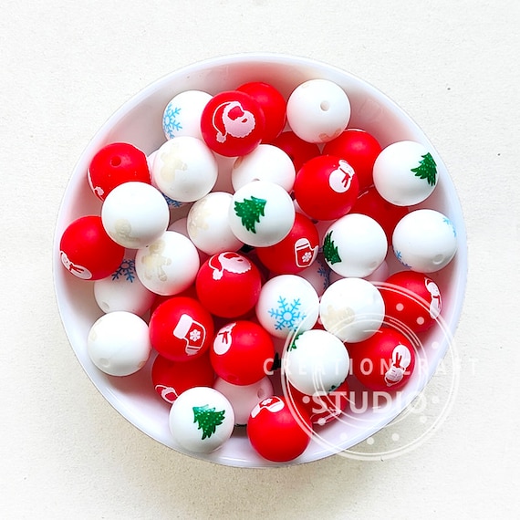 Christmas Silicone Beads 15mm Round Christmas Tree Santa Claus Snowflake Silicone Beads Print Silicone Beads DIY Lanyard Teacher Etsy Ireland
