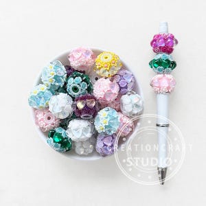 New Heart Flower Fancy Beads,Fancy Acrylic Beads,Assorted Color Beads for Pen