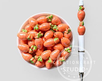 3Dニンジンビーズ 野菜型アクリルチャームビーズ ジュエリー製作用品