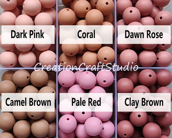 15mm Rose Brown Silicone Beads, Silicone Beads in Bulk, 15mm Silicone  Bubblegum Beads, Chunky Beads 