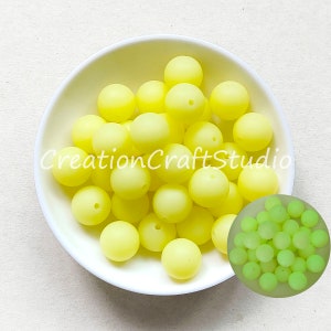 Luminous Yellow Silicone Beads, Round Beads, 15mm Silicone Round Beads, Wholesale Loose Beads, Silicone Bead, Necklace Jewelry Making