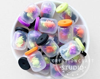 3D Halloween Spider Bottle Focal Beads,Spooky Shaker Silicone Beads DIY Craft