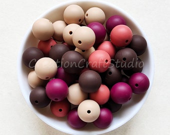 Assortiment de perles en silicone, Perles en silicone en vrac, Perles en silicone en vrac rondes de 12/15 mm, Collier à monter soi-même, Perles en gros