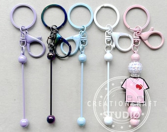 UV Beadable Keychain Bar Beadable Blanks, Iridescent Beadable Keyrings