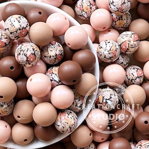 Mix Silicone Beads,Print Flower Beads,Loose Beads 15mm,Beads Assorted,Mix Lot,Zipper Pull Beads
