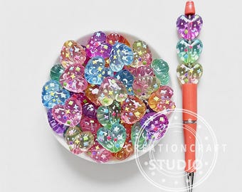 Wholesale Beads,Transparent Heart Acrylic Loose Beads,DIY Charm Pen Beaded Craft