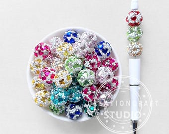 Fancy Gem Pearl Ball,Sparkle Gumball Beads,Rhinestone Acrylic Beads,Pen Beads