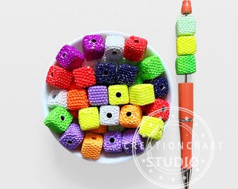 15mm Bling Clear Rhinestone Cube Polymer Clay Beads,Square Fancy Loose Beads DIY Craft