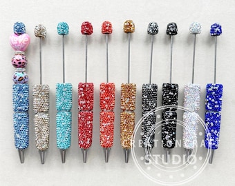 Sparkle Rhinestone Pen DIY Beaded Pen,Fancy Beadable Pens Bar Blank,Rhinestone Polymer Clay Beadable Pen,Ballpoint Pen