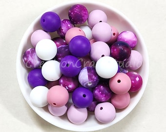 20/50/100PCS Silicone Beads, Mixed Color 12/15mm Round Silicone Beads, DIY Necklace, Silicone Bead, Print Beads, Jewelry Loose Beads