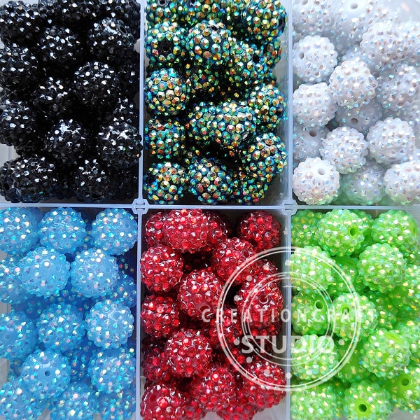 16mm Rhinestone Bubblegum Bead, Resin Beads in Bulk, Chunky Bubblegum Beads,Gumball Beads, Beading Supplies