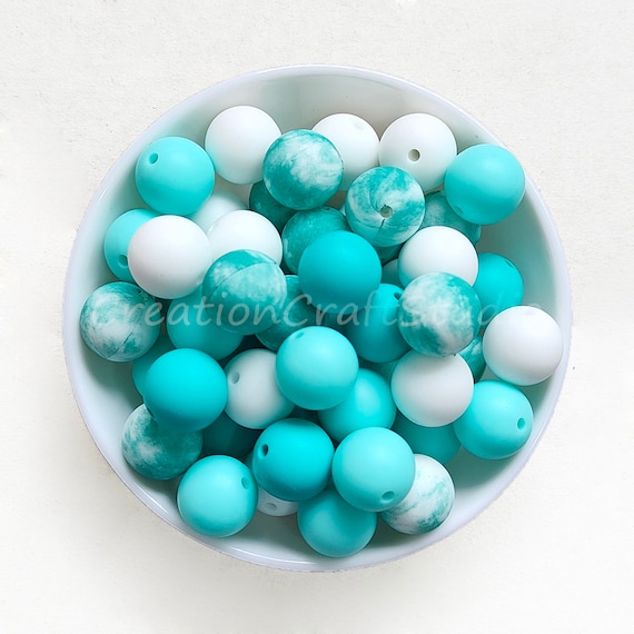 New Print Silicone Bead, Mixed Color, Wholesale Beads, Soft Silicone Beads,  12mm/15mm Silicone Beads, Round Beads Bulk, DIY Necklace 