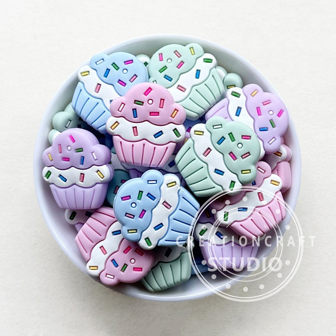 Cupcake Beads, Focal Silicone Beads, Mixed Color Beads Bulk Etsy