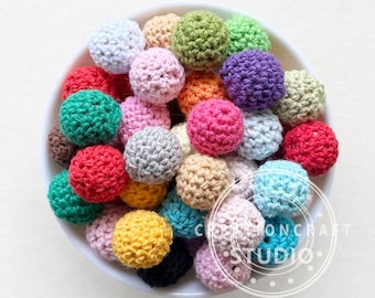 Wooden Crochet Beads,Wood Knitting Ball,16/20mm Mixed Beads,Inside Wooden Crochet Beads,DIY Necklace Bracelet Jewelry Making,Crafts Beads