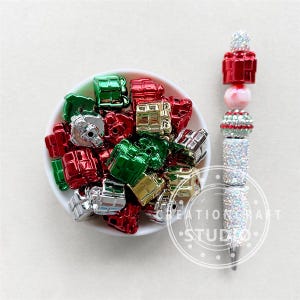 3D Geschenk Box Bubblegum Bead, Chunky Weihnachtsperlen, Mix Acryl Weihnachtsperle, Fokalperlen