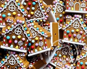 New Gingerbread House 3D Christmas Silicone Focal Beads,DIY Xmas Holiday Craft Gift