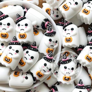 3D Halloween Ghost Beads,Ghost Witch Shape Silicone Focal Beads,Silicone Beads,Spooky Beads