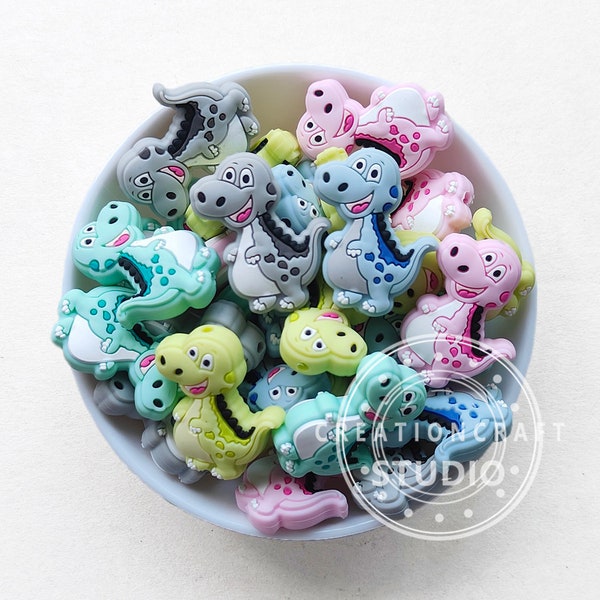 Dinosaur Silicone Beads, Silicone Focal Beads, for Lanyards ID Badge Holder, Dinosaur Focal Beads, Jewelry Making, Wholesale Beads