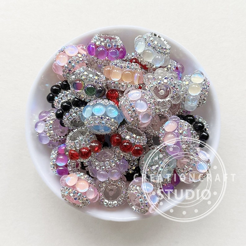 Gem Rhinestone Beads, Pen Focals, Mix Color Sparkle Beads, Bling Rhinestone Acrylic Beads image 2