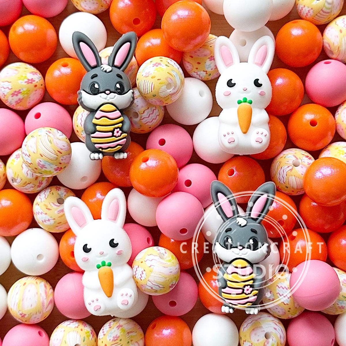 Easter Bunny Mixed Lot Silicone Beads,rabbit Assorted Beads for DIY ...