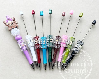 Rhinestone Floral Beadable Pen Blank, Fancy Pen, Bead Ballpoint Pen, DIY Pen