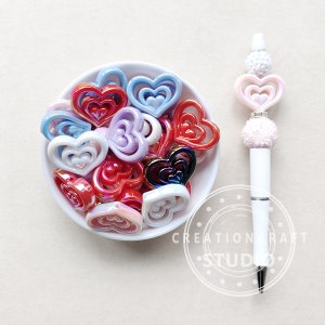 Acrylic Heart Focal Beads, Valentines Day Beads, Jewelry Beads