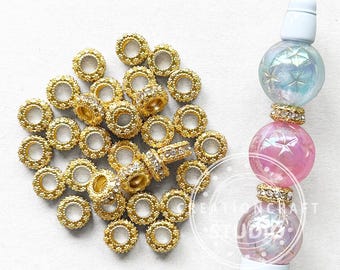 Perline distanziatrici in strass di cristallo da 8 mm, perline rondelle, distanziatore a disco, distanziatore in metallo