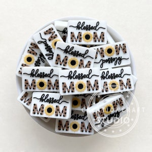 Blessed Mom Focal Silicone Beads, Bulk Beads, Mom Beads