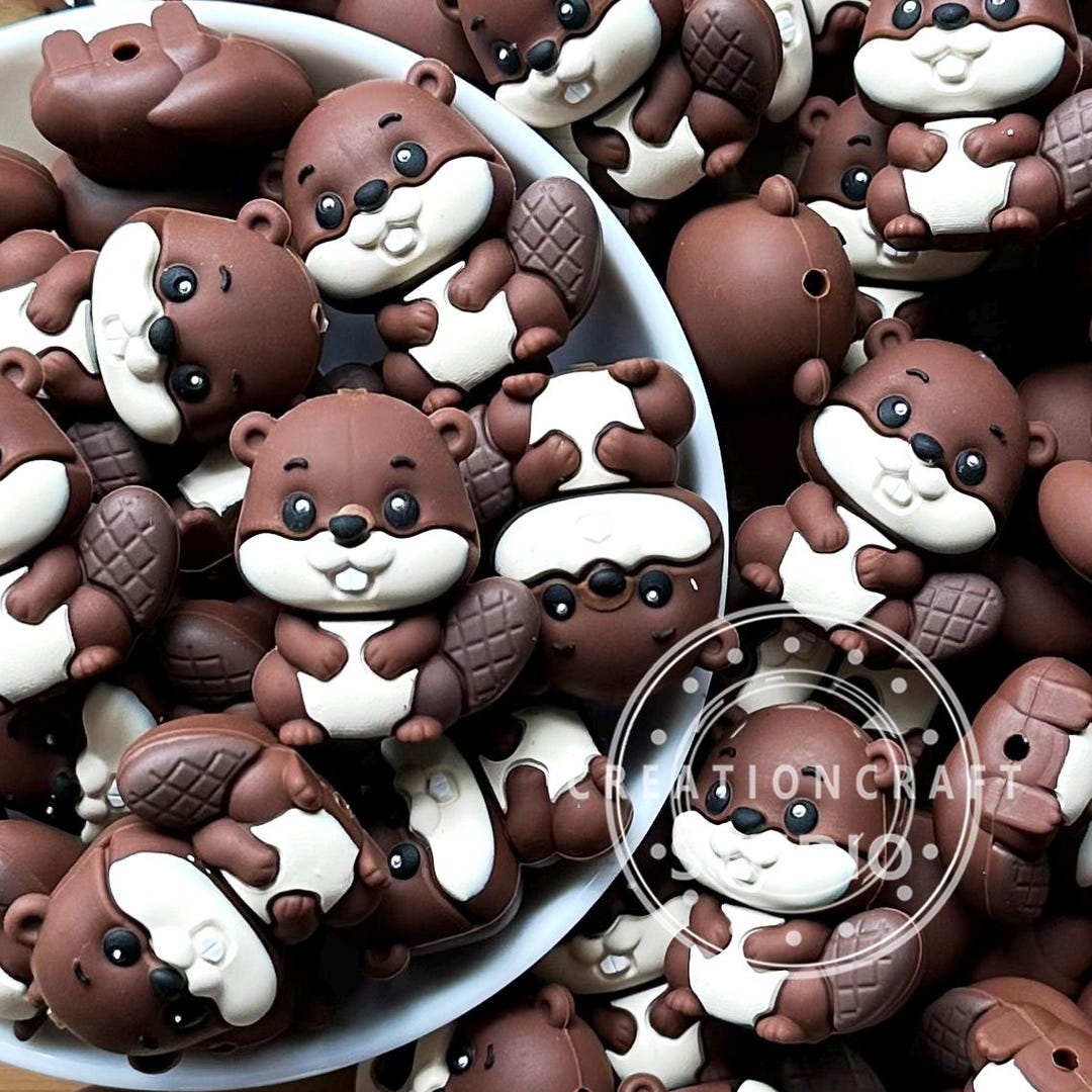New Animal 3D Beaver Silicone Focal Beads,shaped Bead Craft Pen ...