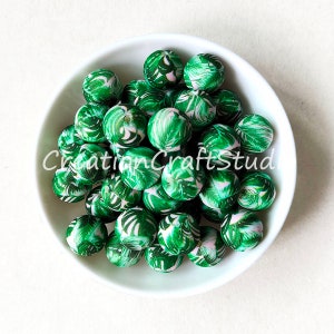 Nuove perle stampate, perle in silicone da 12/15 mm, perle in silicone all'ingrosso, perle sciolte, perle rotonde in silicone, creazione di gioielli fai da te per collane e bracciali