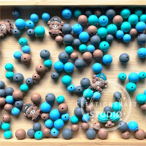 Highland Cow Boy Focal Beads Assorted Set, 166pcs Silicone Beads Bulk, Western Beads