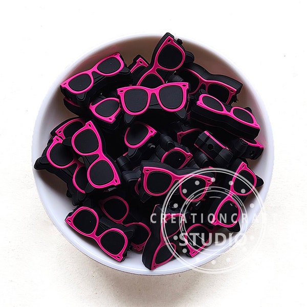 Sunglasses Focal Beads, 16*29mm, Sunglasses Silicone Beads for Keychain Making, Bulk Beads, DIY Craft Necklace Bracelet