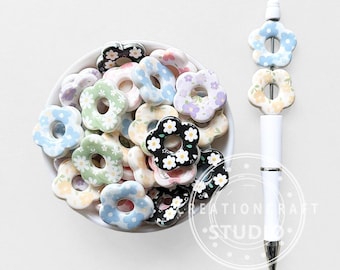 Chunky Flower Shape Loose Beads,DIY Beadable Pen,Floral Acrylic Beads Bulk